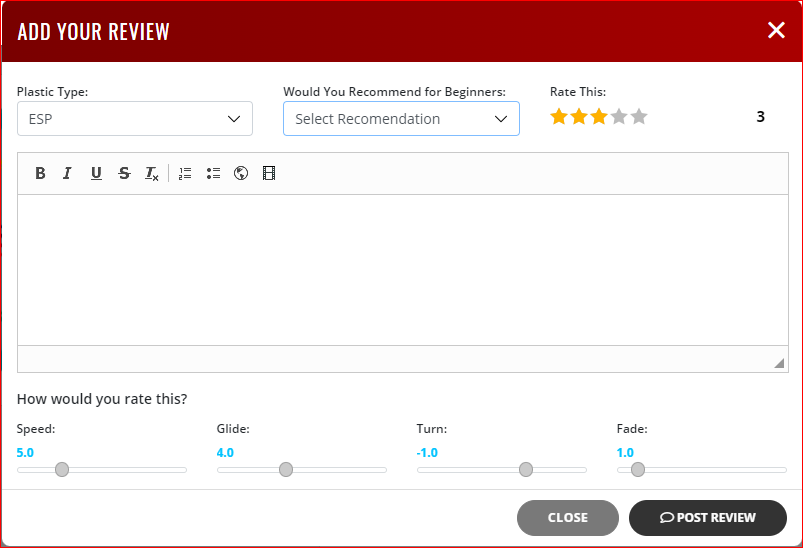 Add Your Disc Review Screen