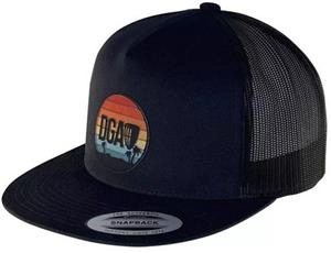 Retro Sunset Patch Mesh Trucker Curved Bill Cap